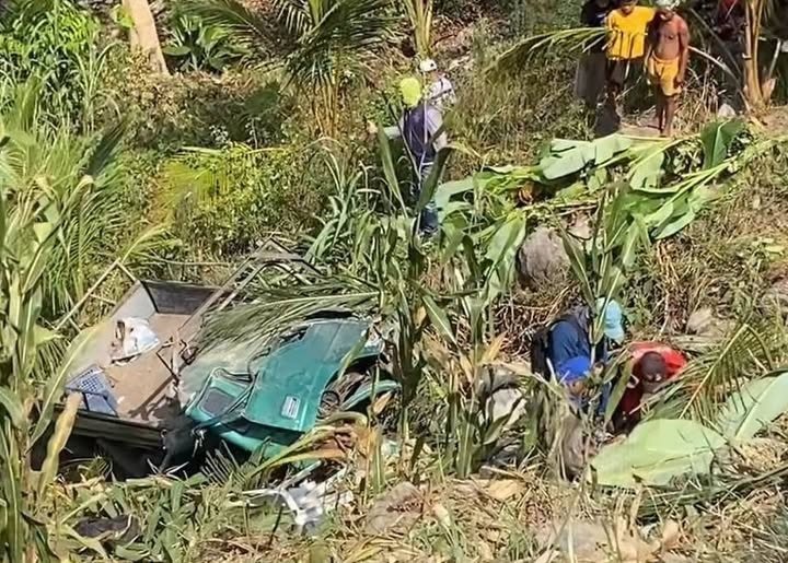 Multicab nahulog sa bangin: 2 patay, 10 sugatan